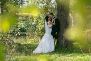 Wedding couple kissing